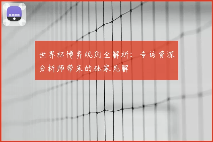 世界杯博弈规则全解析:专访资深分析师带来的独家见解